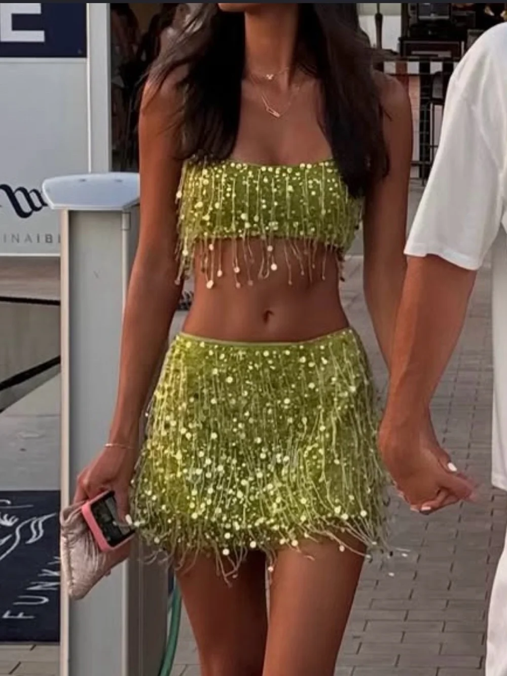 Asta Resort Hand Beaded Mini Skirt Size Medium NWT